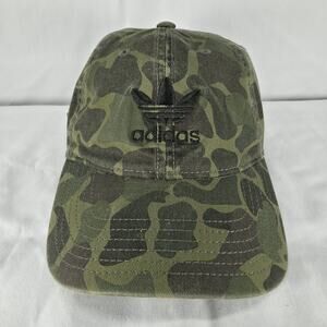 Adidas Camo Strapback Hat Trefoil Logo Streetwear Tactical Adjustable Cap